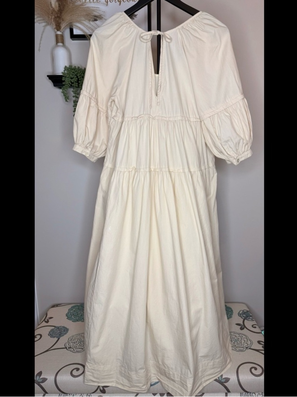 Free People Cream Tiered Puff Sleeve Midi Dress - Picture 2 of 6
